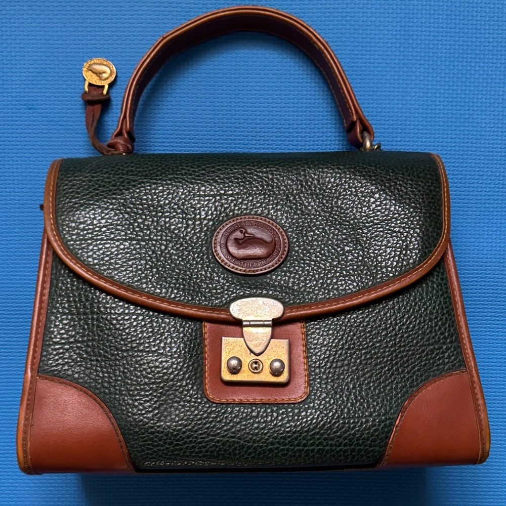 Dooney & Bourke Green and Brown Vintage Satchel